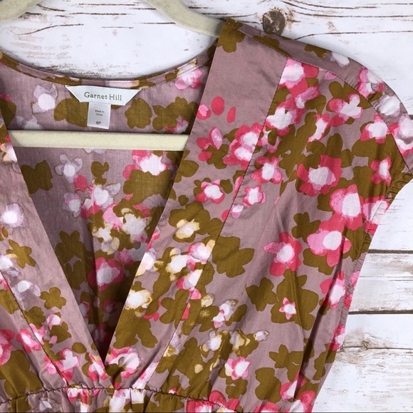 Garnet Hill floral vneck cotton sleeveless dress - Picture 4 of 8